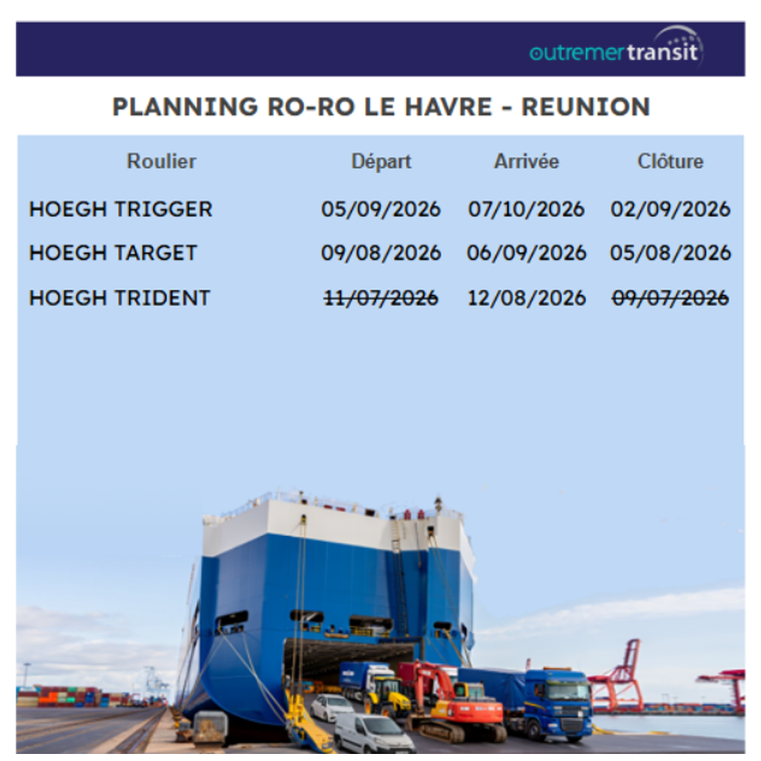 Dates Roros Outremer Transit Le Havre - Reunion MAJ du 27-07-2026
