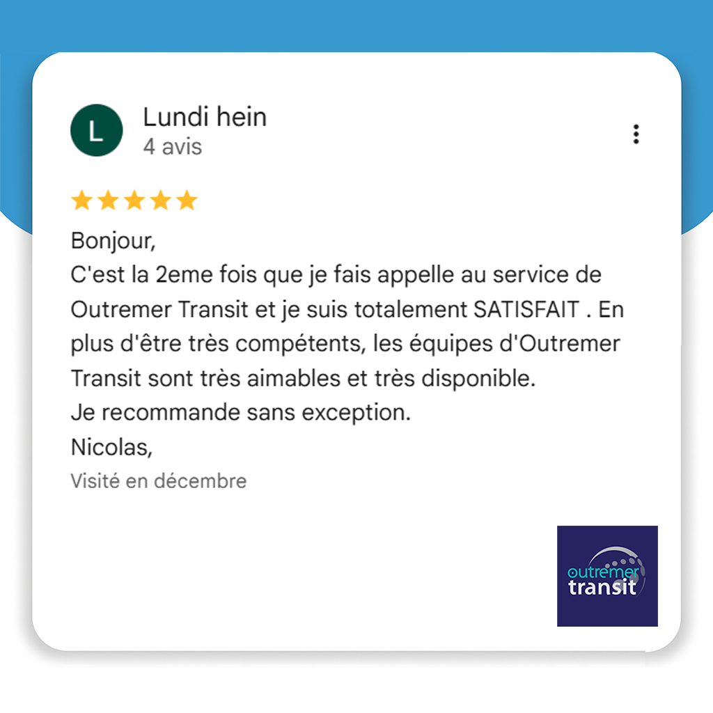 Avis Google Outremer Transit Nicolas Déccembre 2025