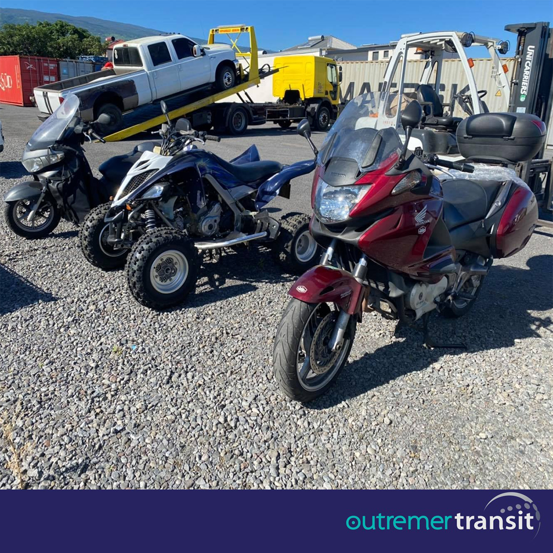 Transport de moto scooter et quad Reunion en conteneur avec Outremer Transit